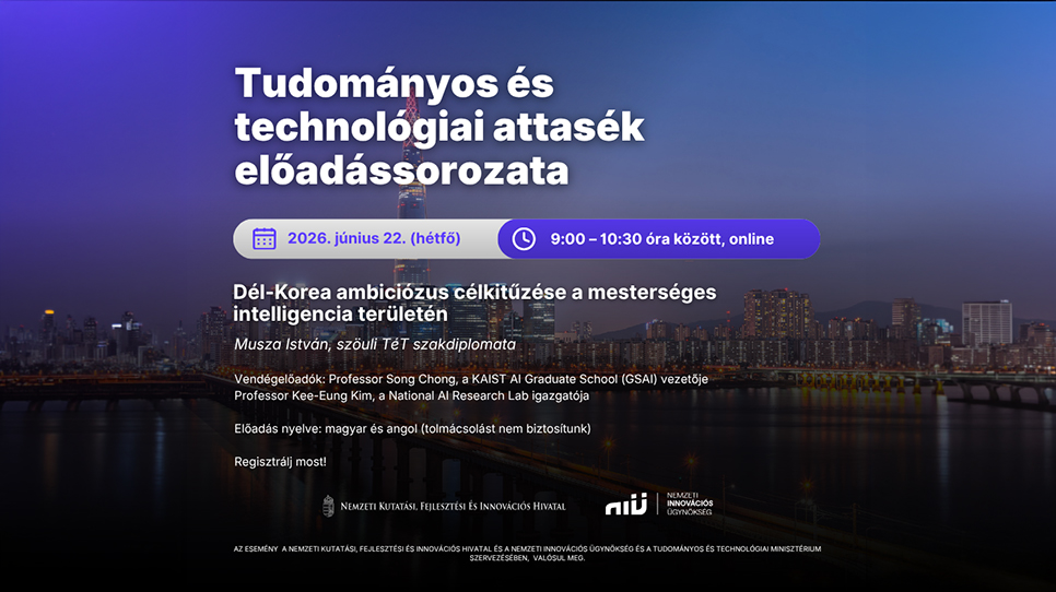 Tudományos és Technológiai Szakdiplomata (TéT) előadássorozat: Dél-Korea ambiciózus célkitűzése a mesterséges intelligencia területén (2026. június 22.)